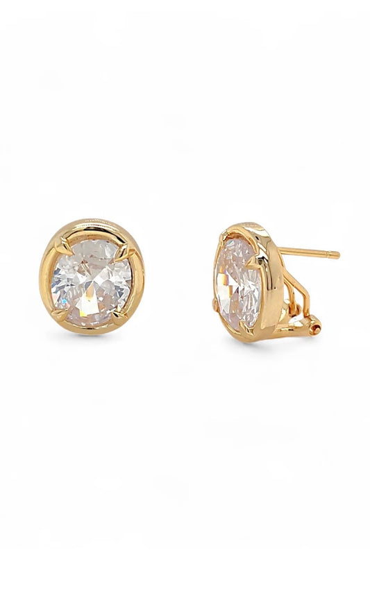 Oval shaped stone studs | 18k gold plated | Italian craftsmanship