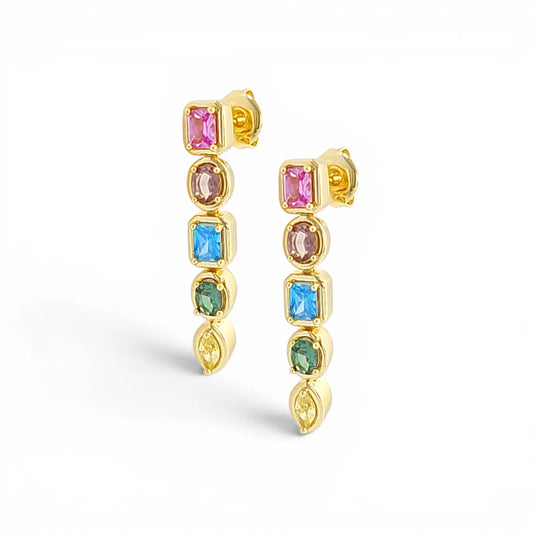 Multi-shape stones Drop Earring | 18k Gold plated | Italian craftsmanship