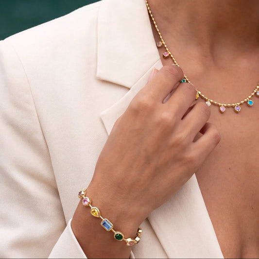 Multi-shape Stones Bracelet | 18K Gold plated | Italian craftsmanship