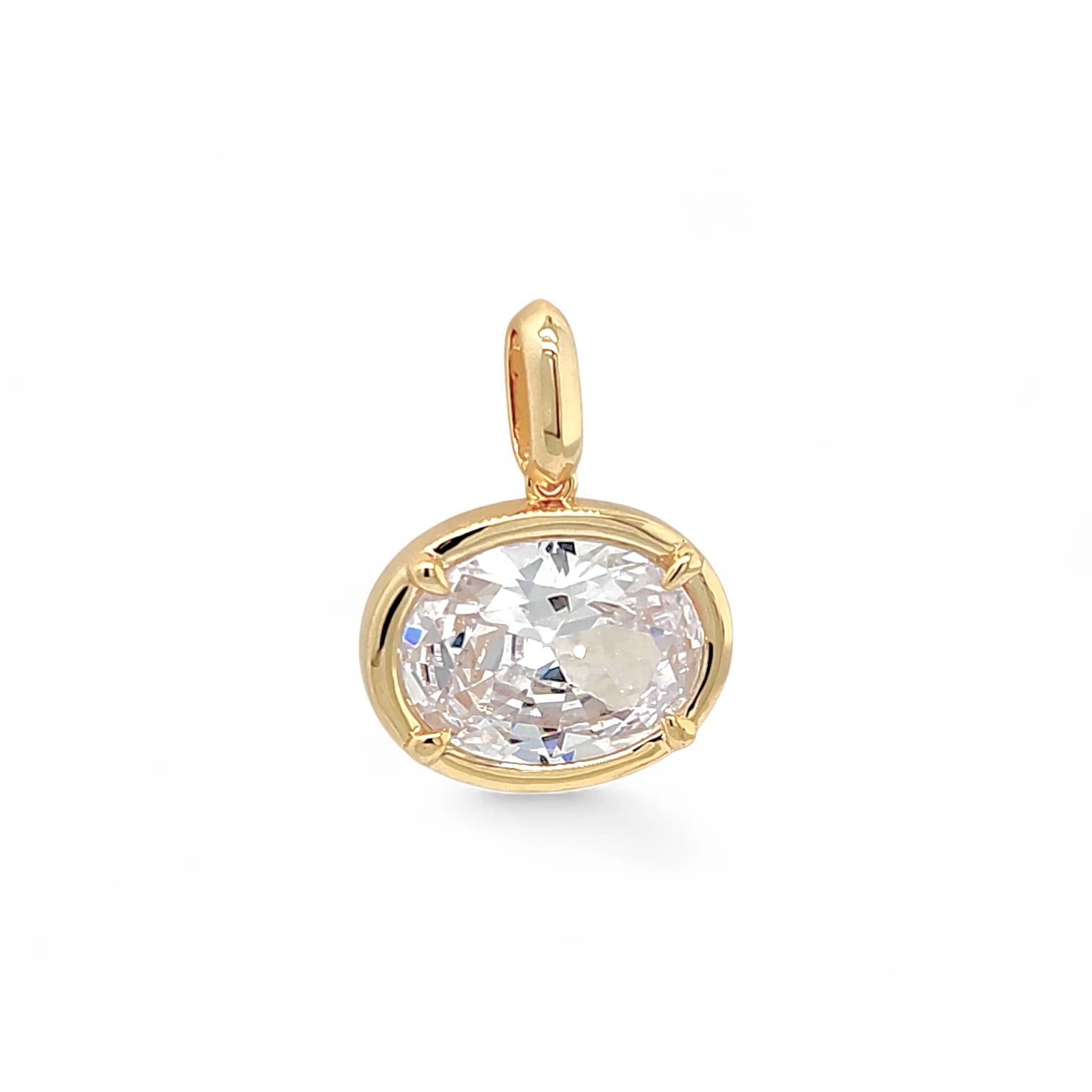 Oval shaped stone + vessel pendant | 18k gold plated | Italian craftmanship