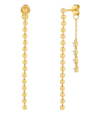 Ball Chain CZ Drop Earrings Gold