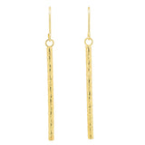 14K Gold Cylinder Bar Earrings