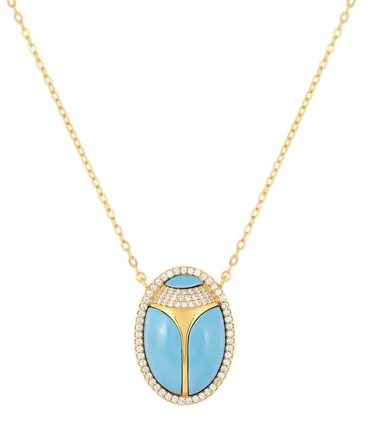 Elevated Scarab Turquoise Necklace