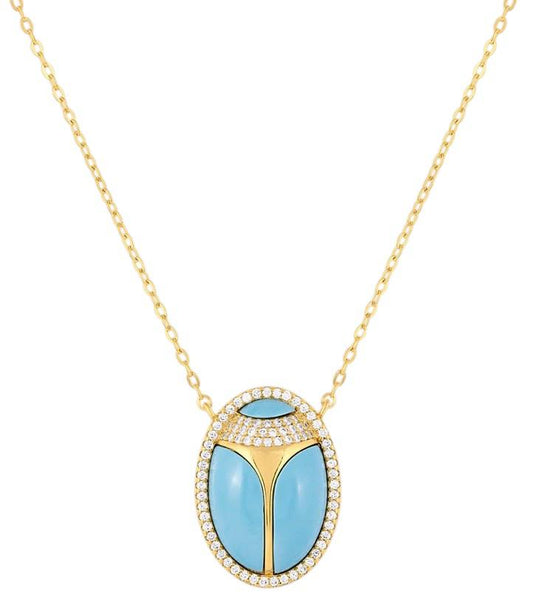 Elevated Scarab Turquoise Necklace