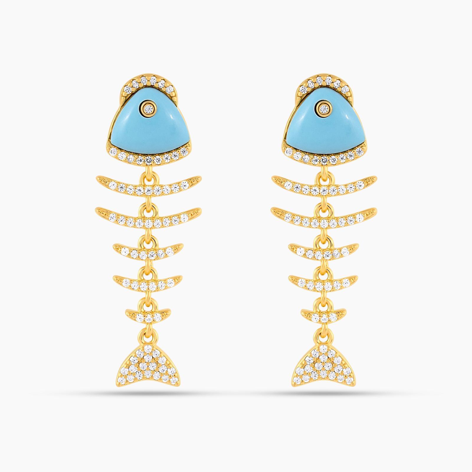 Elevated Fish Turquoise Drop Earrings