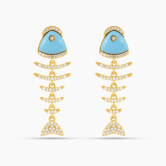Elevated Fish Turquoise Drop Earrings