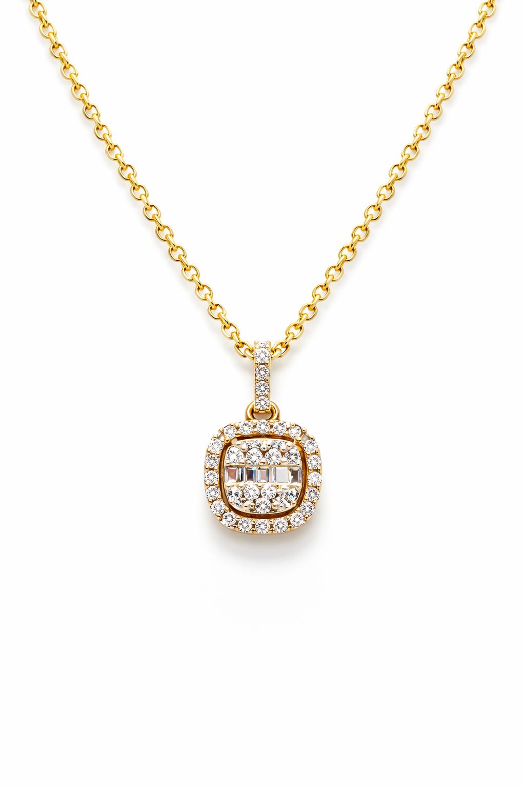 10K Gold Square Pendant