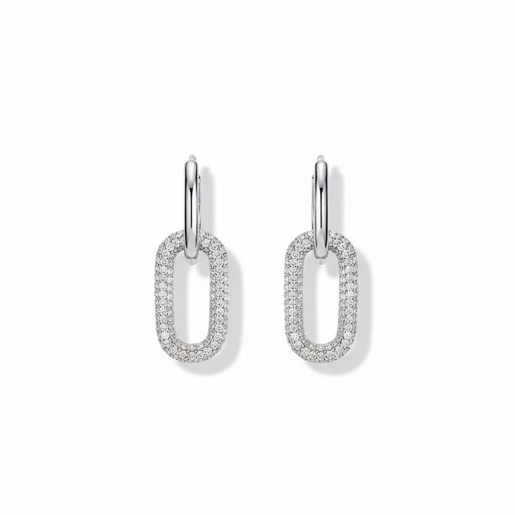 Double Oval Silver Huggies