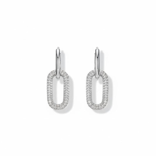 Double Oval Silver Huggies