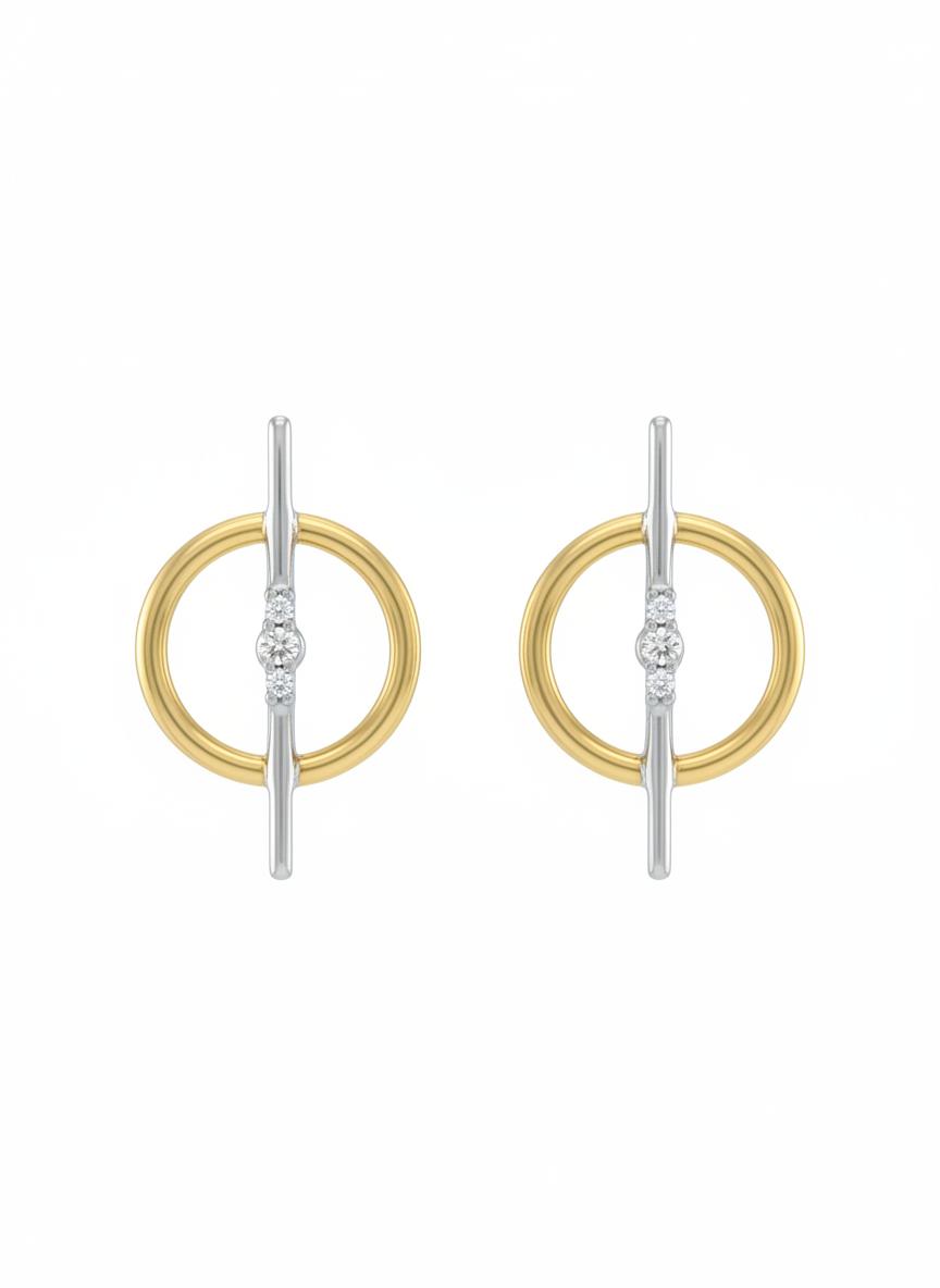 10K Gold Two Tone Earring Studs