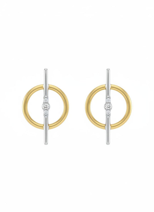 10K Gold Two Tone Earring Studs