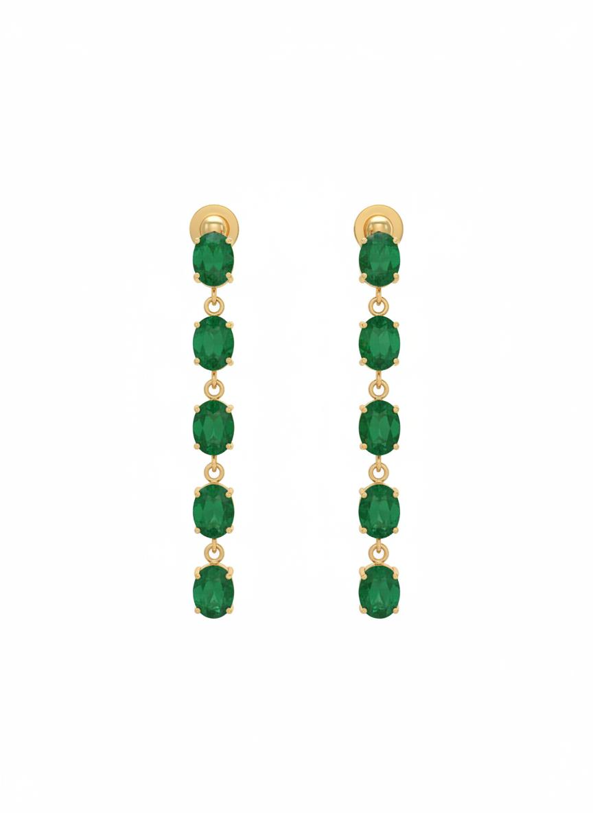 18K Gold Emerald Earring