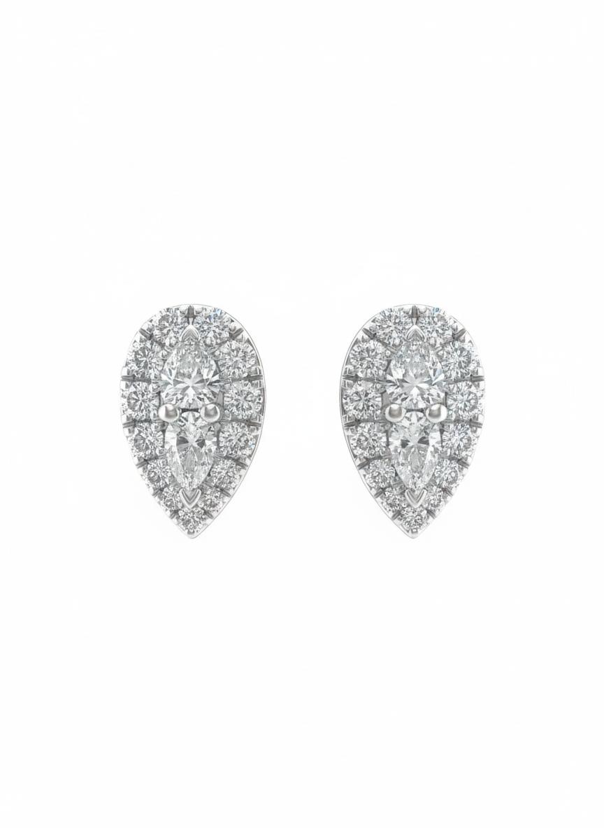 10K Pear Shaped Illusion Studs