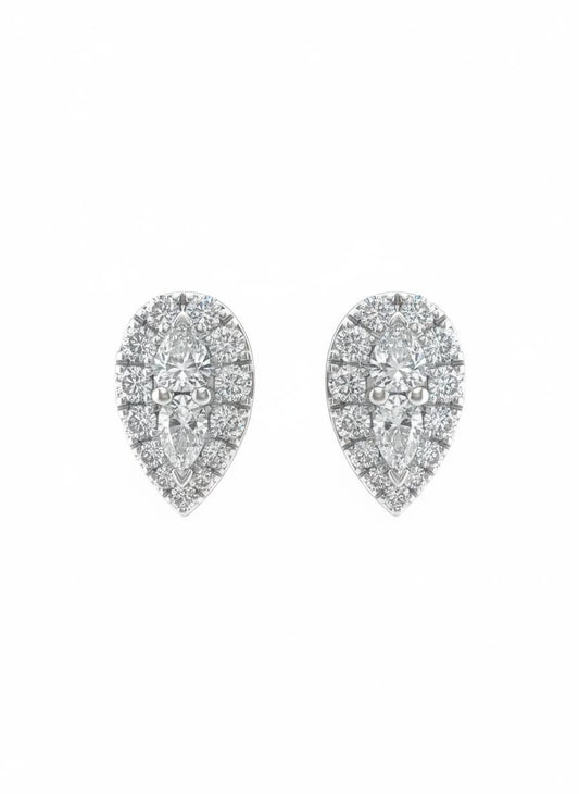 10K Pear Shaped Illusion Studs