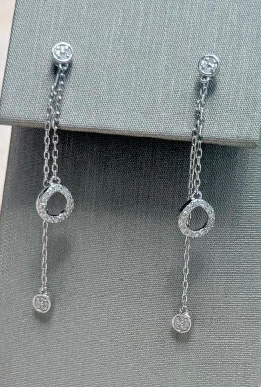 10K White Gold Dangle Earrings