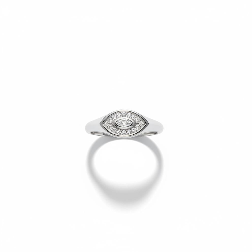 Pave Eye Pinky Ring Size 4