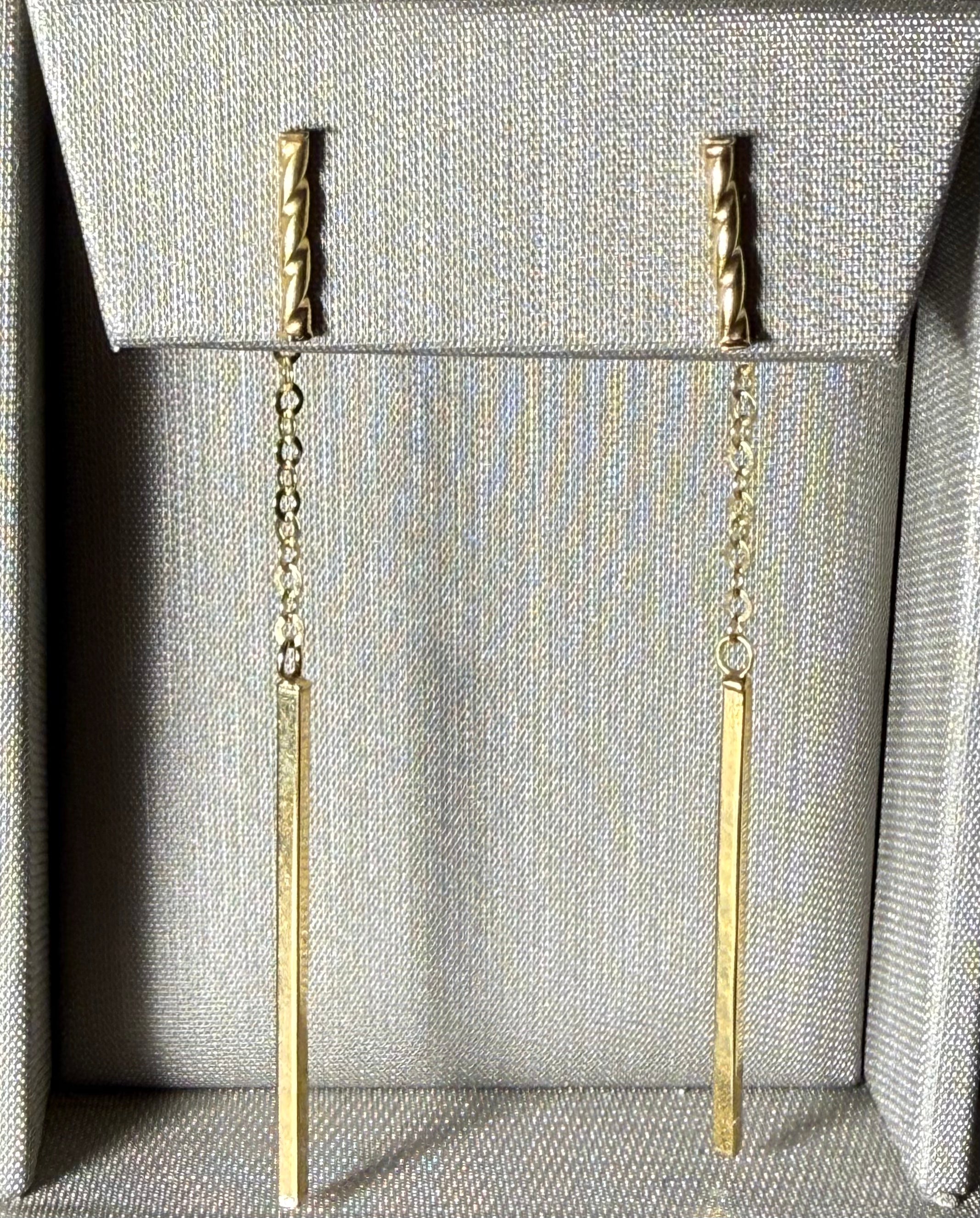 10K Bar Drop Earrings