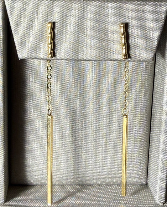 10K Bar Drop Earrings