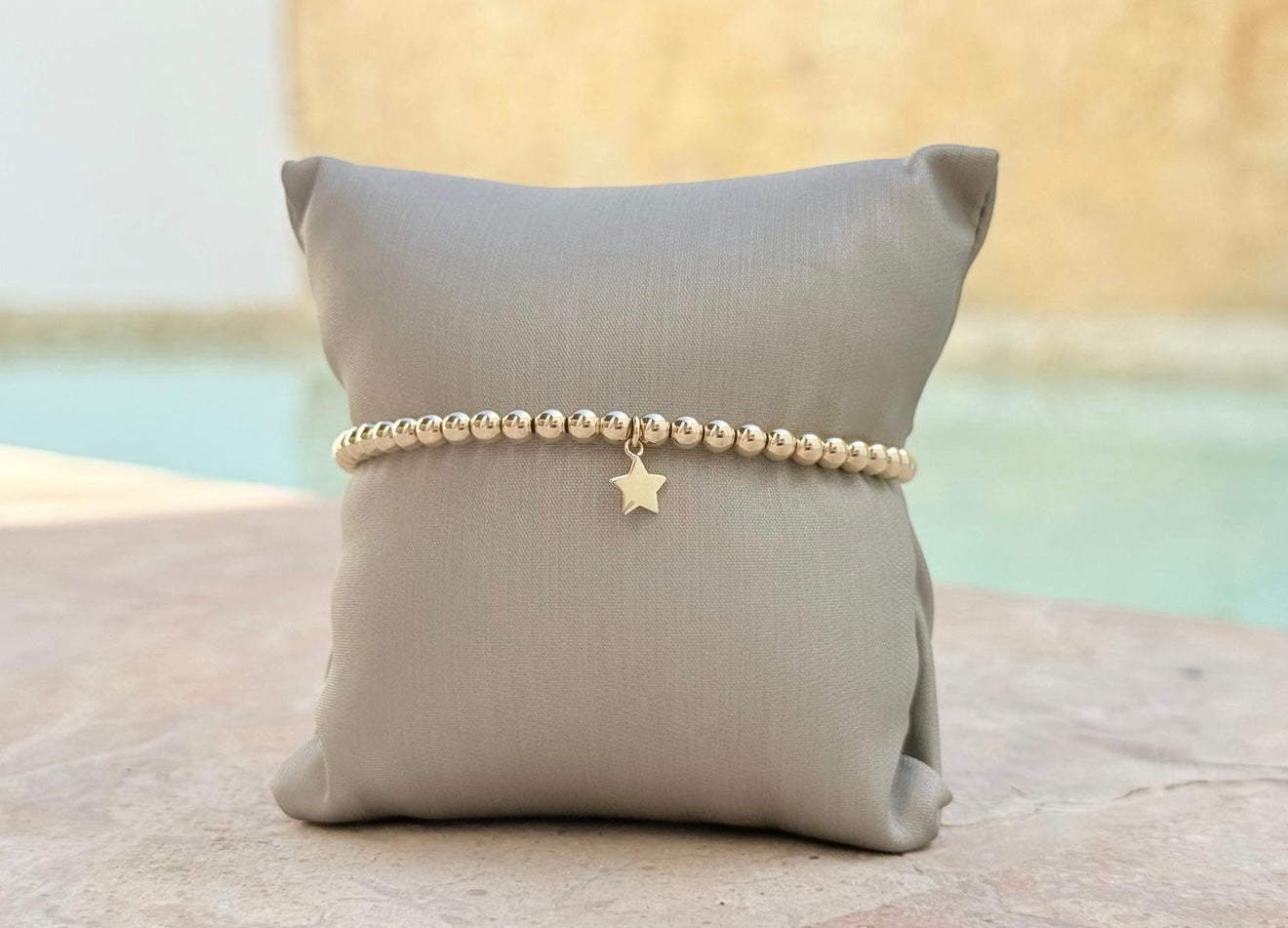 Gold Filled Bead 14K Gold Star Charm Elastic Bracelet