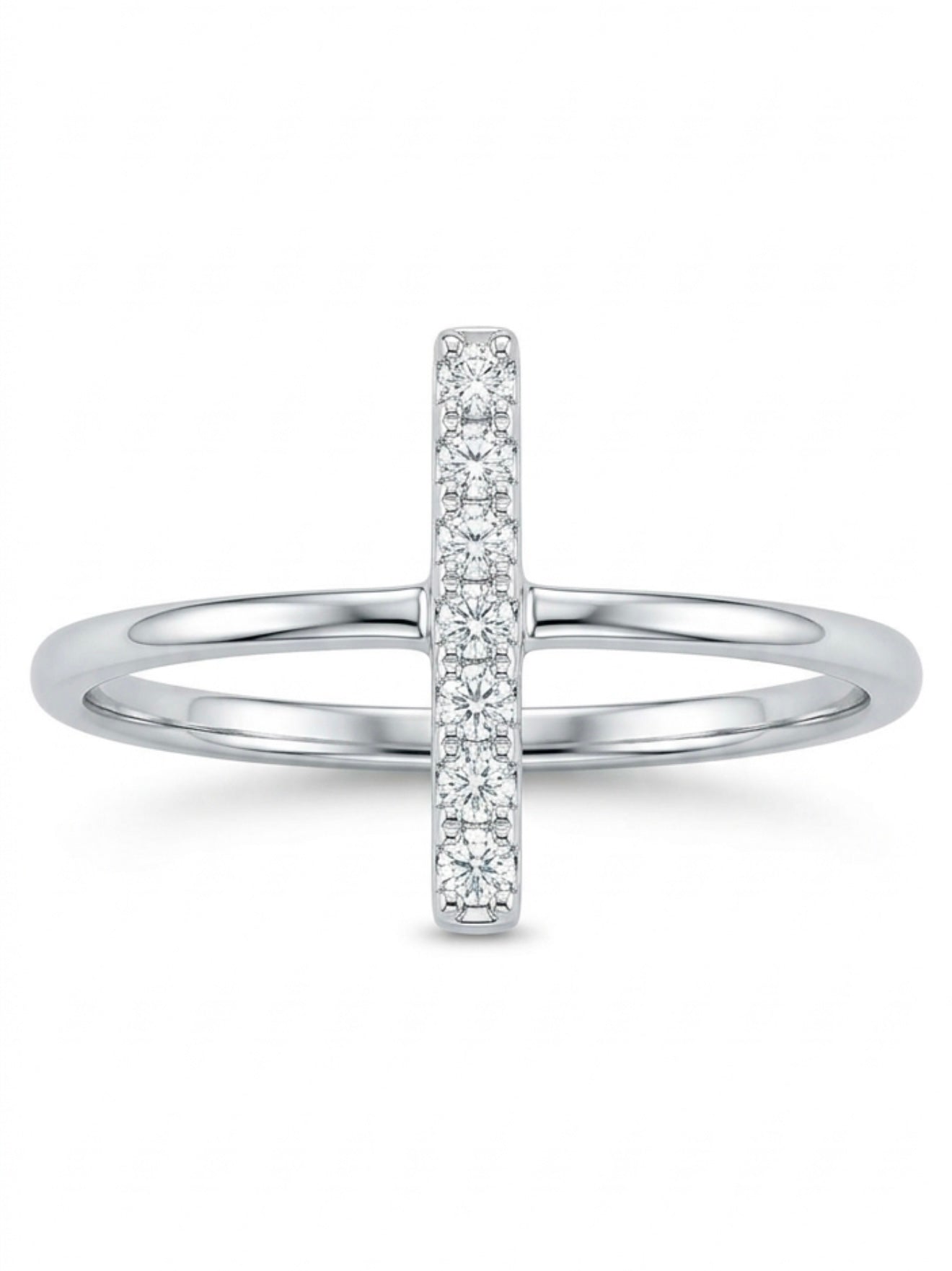 14K White Gold Bar Ring S7