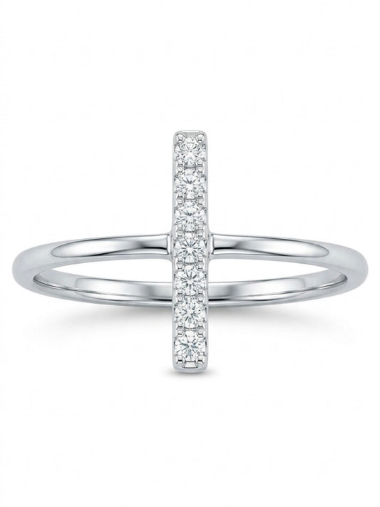 14K White Gold Bar Ring S7