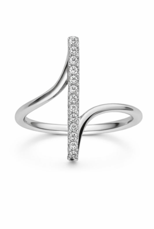 10K White Gold Line Ring S7