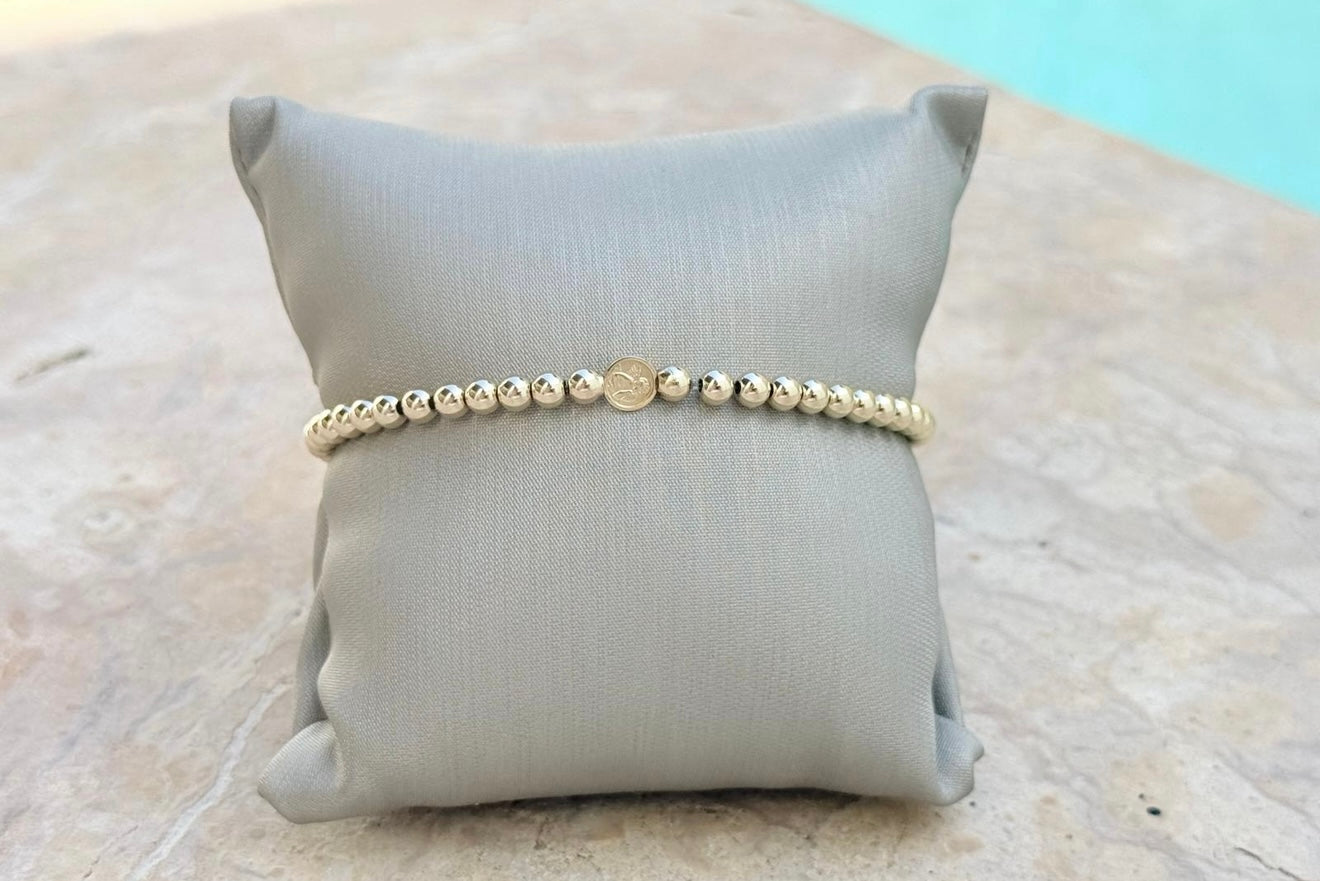 Gold Filled Bead 14K Gold Angel Charm Elastic Bracelet