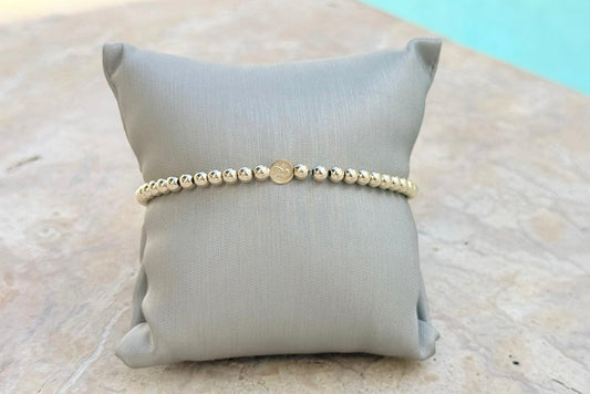 Gold Filled Bead 14K Gold Angel Charm Elastic Bracelet