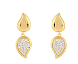 Double Teardrop Pave Drop Earrings Gold