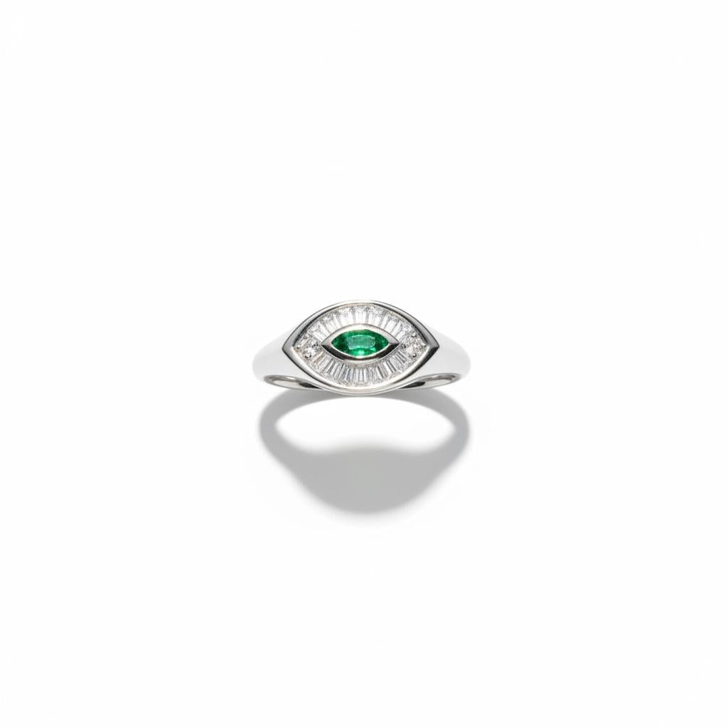 Baguette Eye Pinky Ring Size 4