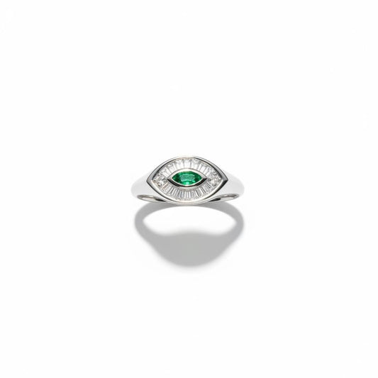 Baguette Eye Pinky Ring Size 4