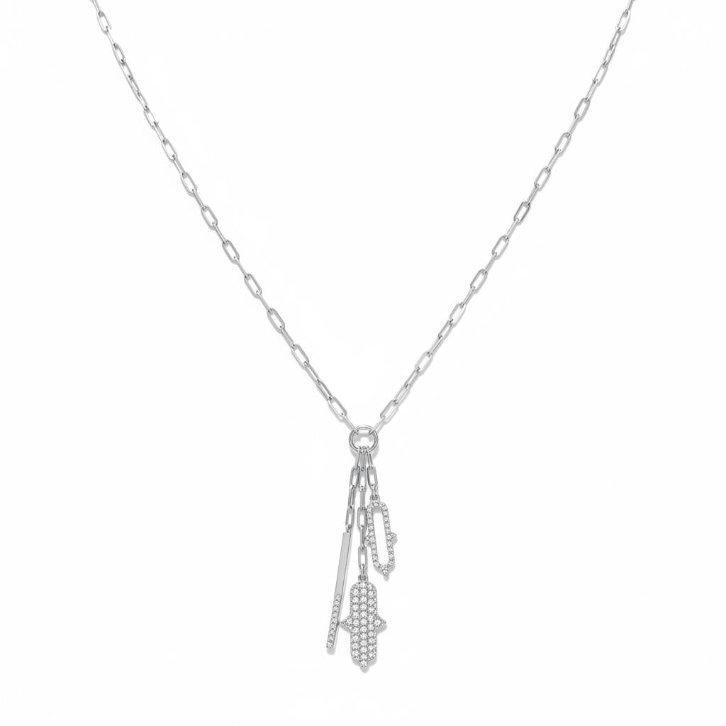 Modern Link Hamsa Necklace