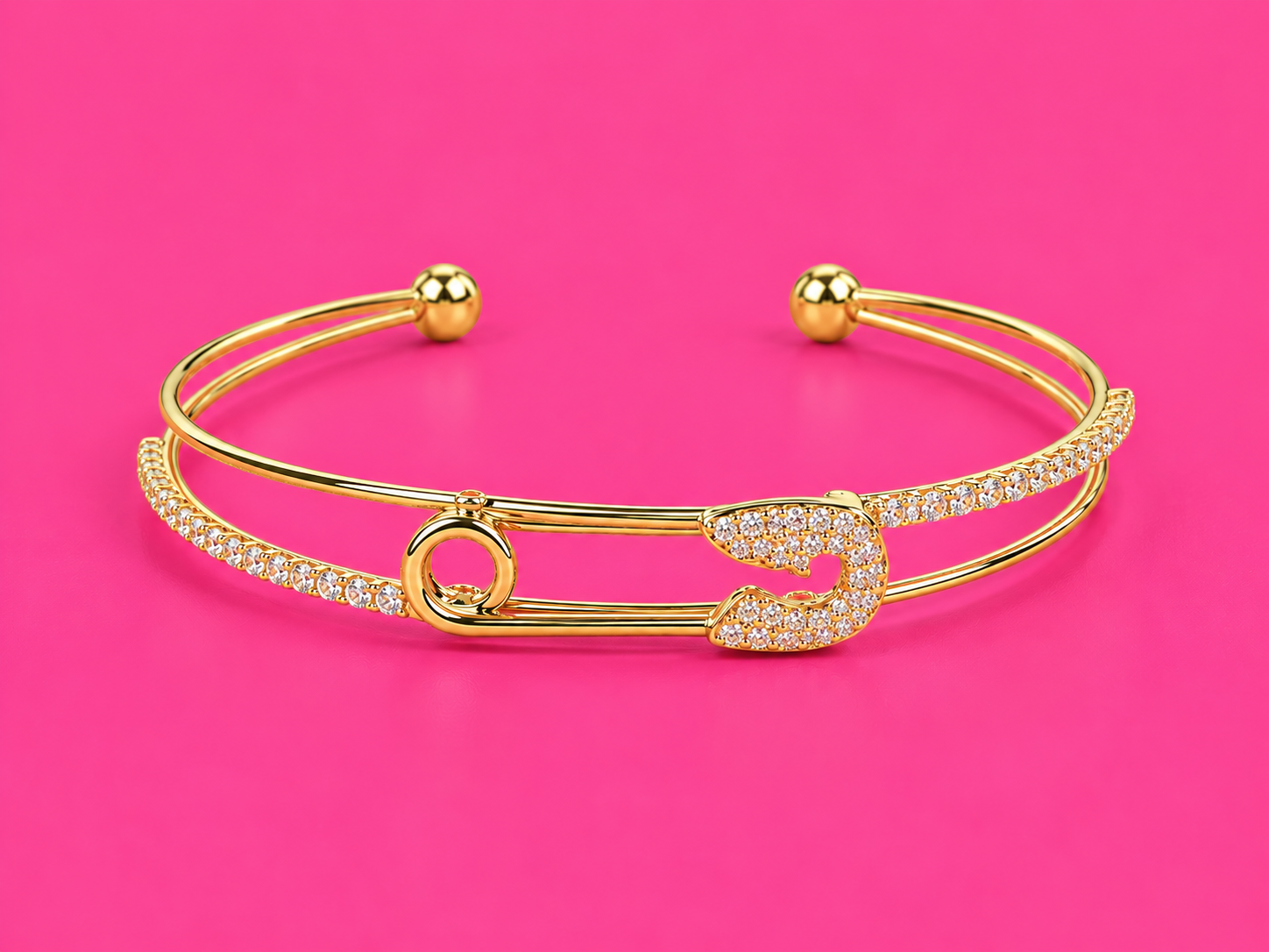 Crystal Safety Pin Cuff