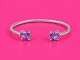 Two-Tone Cushion Stone Cable Cuff