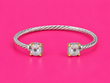 Two-Tone Cushion Stone Cable Cuff
