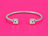 Two-Tone Cushion Stone Cable Cuff