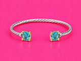 Two-Tone Cushion Stone Cable Cuff