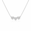 14K White Gold Hearts Necklace