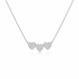 14K White Gold Hearts Necklace