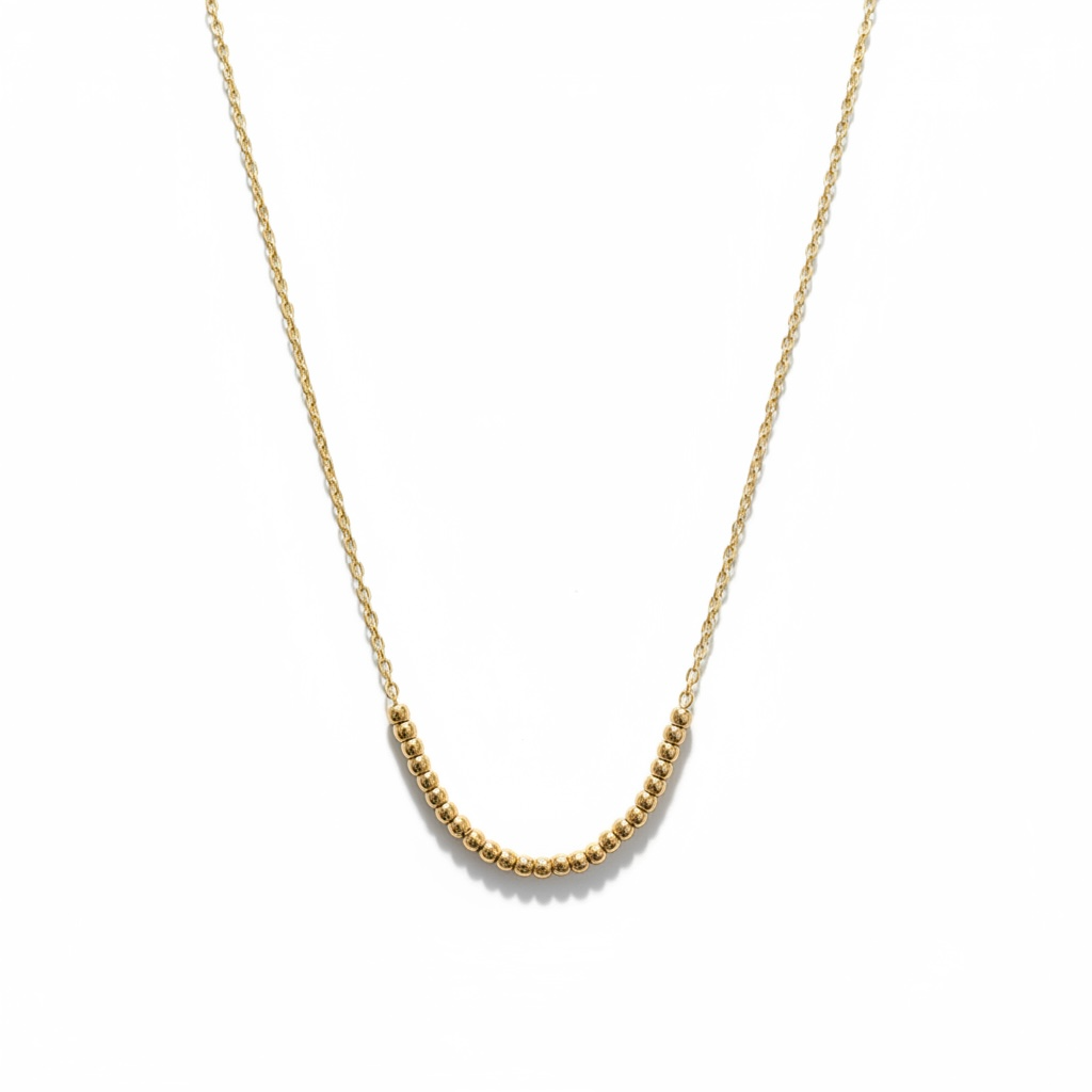 14K Bead Row Necklace