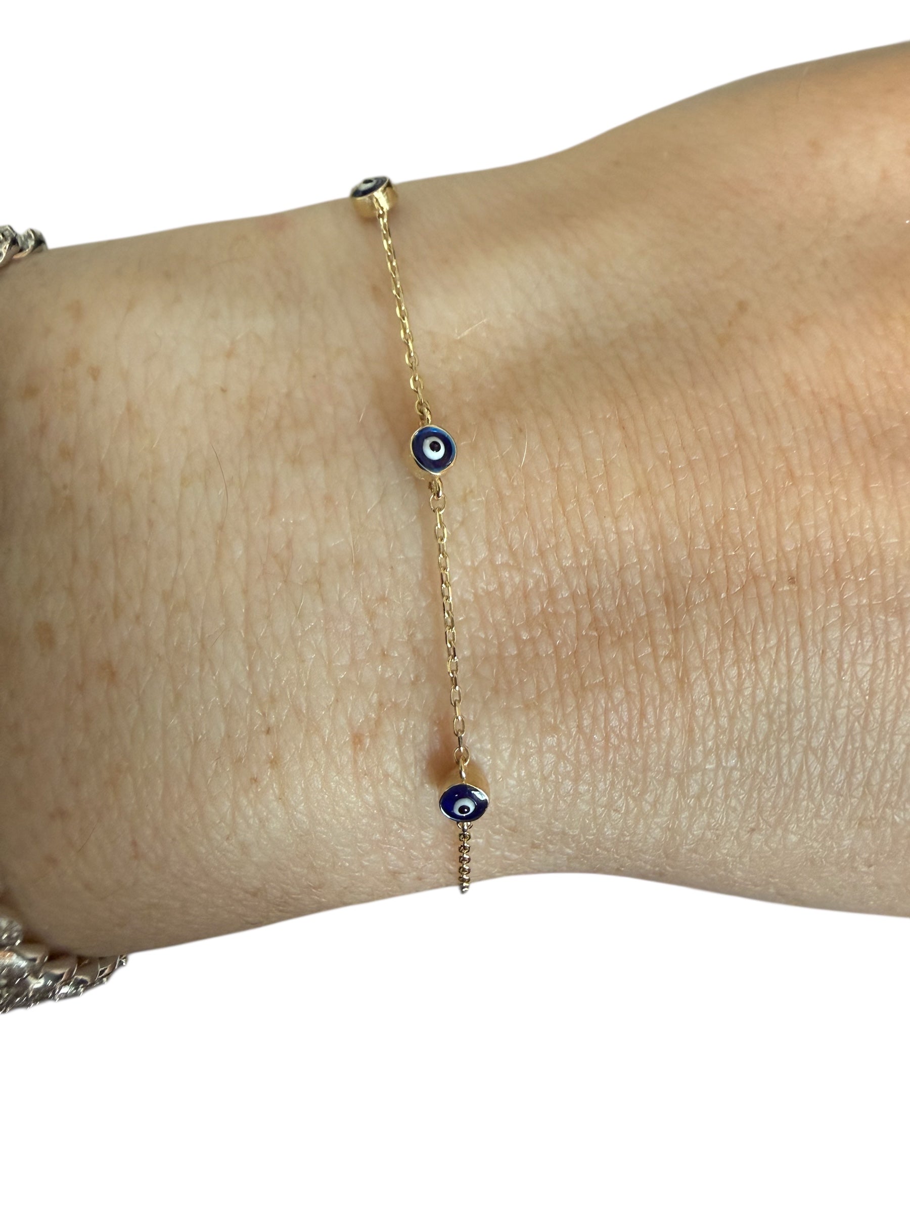 14K Gold Evil Eye Bracelet