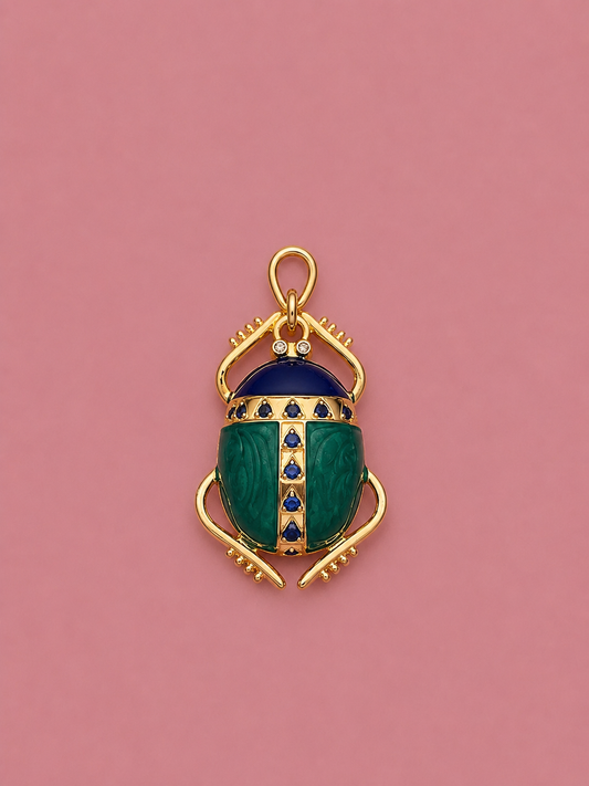 Green Jeweled Scarab Charm