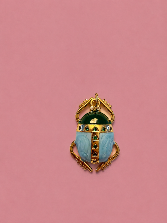 Blue Jeweled Scarab Charm
