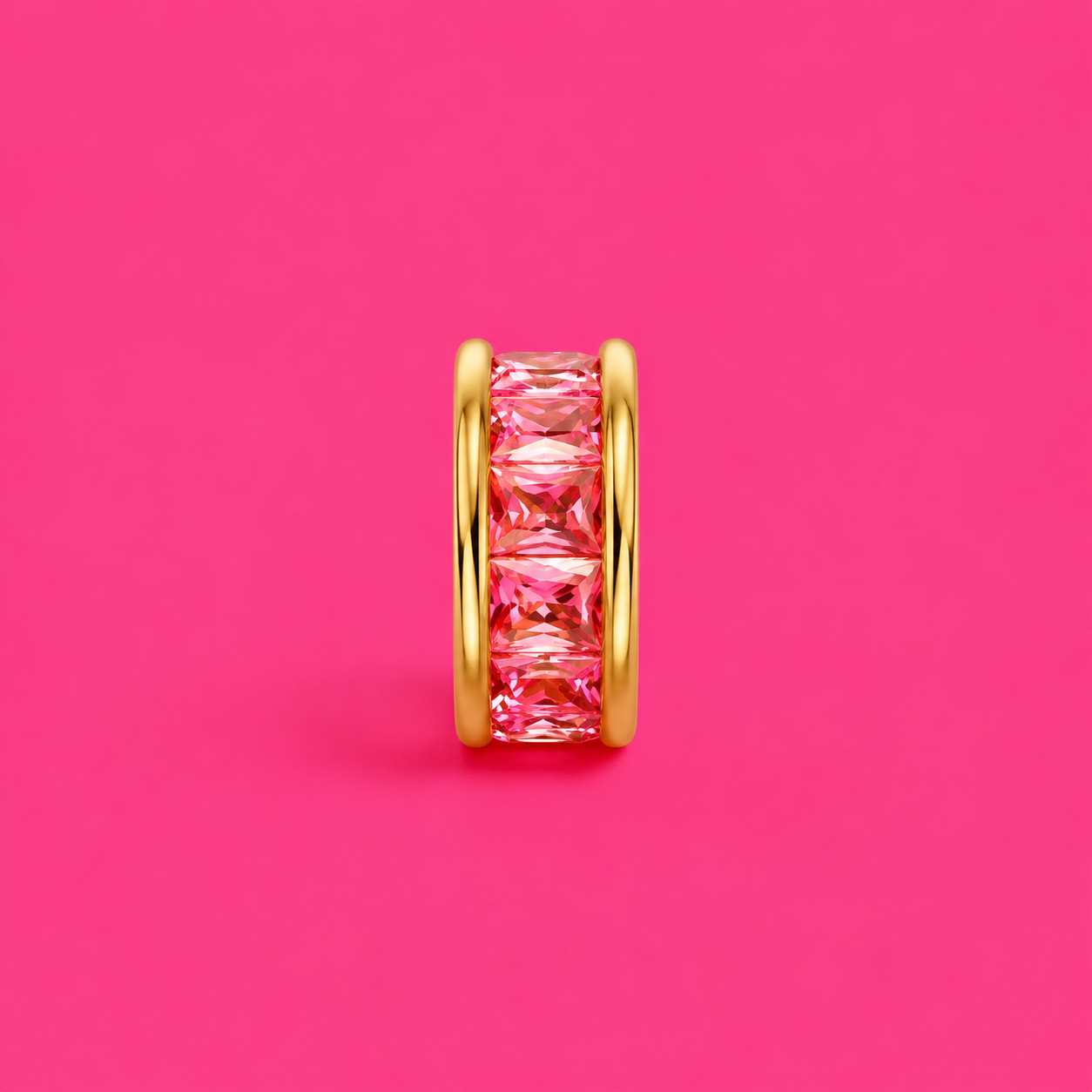 Pink Baguette CZ Charm