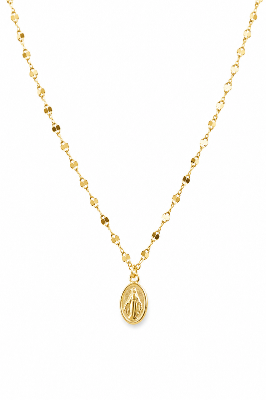 925 Sterling Silver Miraculous Medal Satellite Necklace