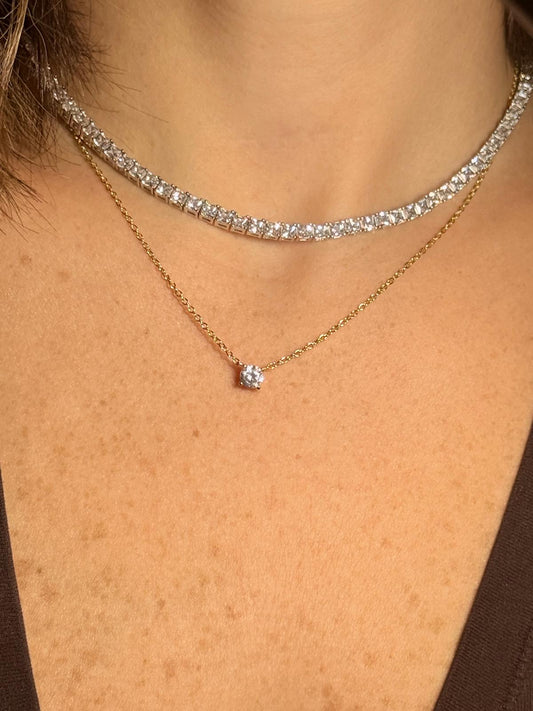 3mm Solitaire CZ Necklace