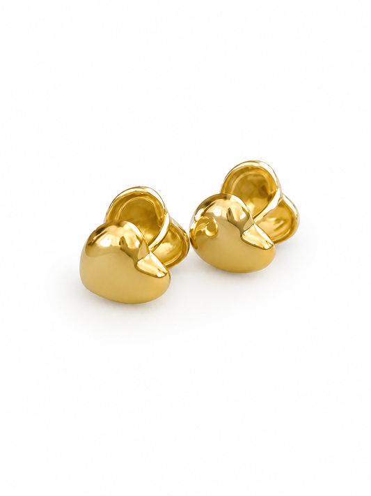 925 Sterling Silver Puffy Heart Huggie Earrings