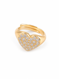 925 Sterling Silver Pavé Heart Adjustable Ring