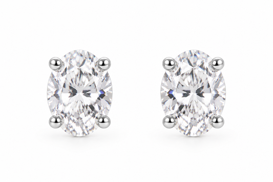 Oval CZ Stud Earrings – Sterling Silver 925