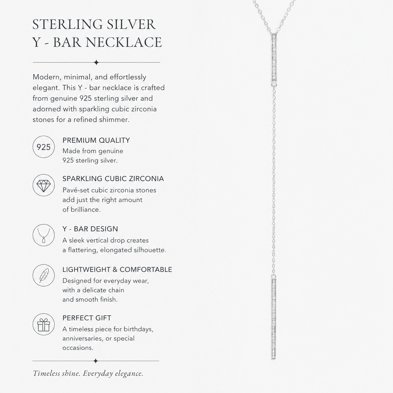 925 Sterling Silver Lariat Necklace
